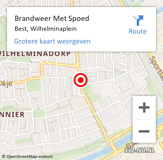 Locatie op kaart van de 112 melding: Brandweer Met Spoed Naar Best, Wilhelminaplein op 4 juni 2019 19:05