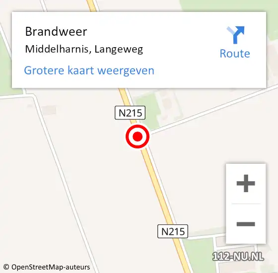 Locatie op kaart van de 112 melding: Brandweer Middelharnis, Langeweg op 4 juni 2019 19:31