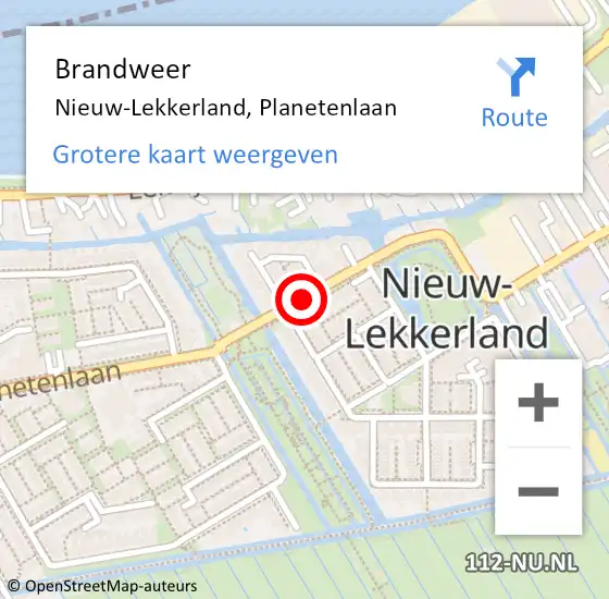 Locatie op kaart van de 112 melding: Brandweer Nieuw-Lekkerland, Planetenlaan op 4 juni 2019 19:49