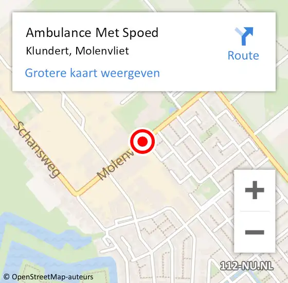 Locatie op kaart van de 112 melding: Ambulance Met Spoed Naar Klundert, Molenvliet op 4 juni 2019 19:51