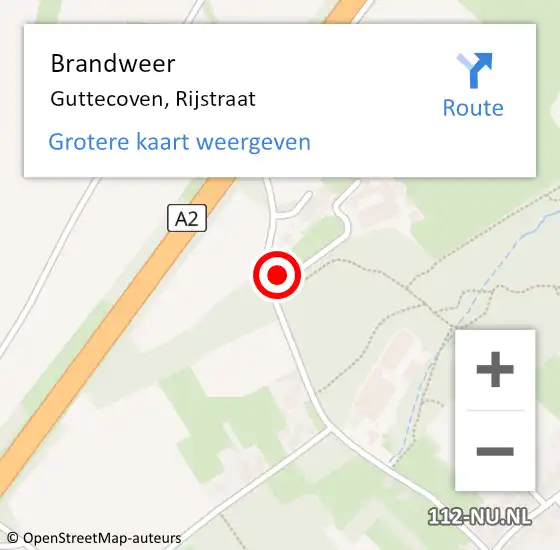 Locatie op kaart van de 112 melding: Brandweer Guttecoven, Rijstraat op 3 april 2014 11:11