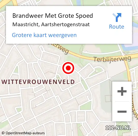 Locatie op kaart van de 112 melding: Brandweer Met Grote Spoed Naar Maastricht, Aartshertogenstraat op 4 juni 2019 20:02