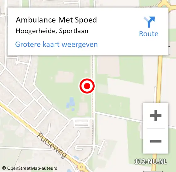 Locatie op kaart van de 112 melding: Ambulance Met Spoed Naar Hoogerheide, Sportlaan op 4 juni 2019 20:22
