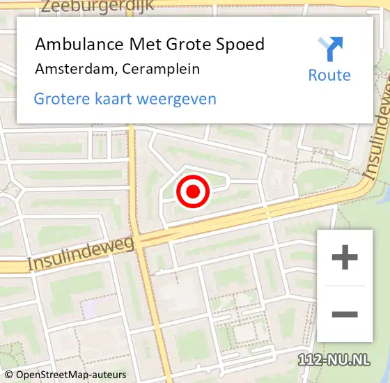 Locatie op kaart van de 112 melding: Ambulance Met Grote Spoed Naar Amsterdam, Ceramplein op 4 juni 2019 20:58