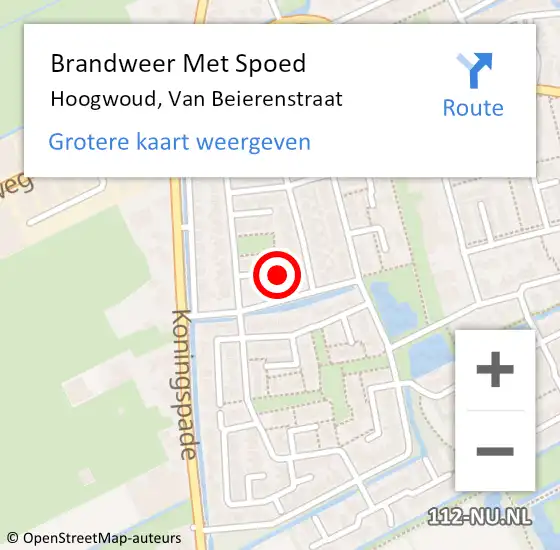 Locatie op kaart van de 112 melding: Brandweer Met Spoed Naar Hoogwoud, Van Beierenstraat op 4 juni 2019 21:02