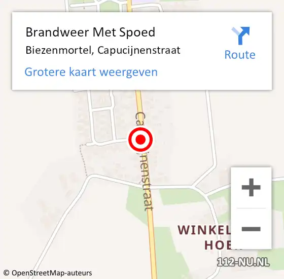 Locatie op kaart van de 112 melding: Brandweer Met Spoed Naar Biezenmortel, Capucijnenstraat op 4 juni 2019 21:58