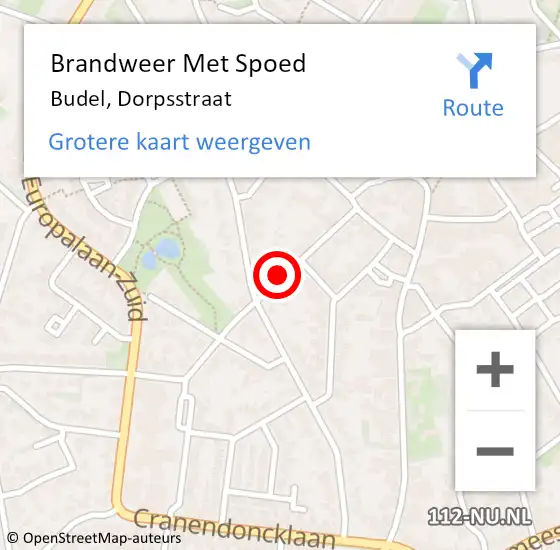 Locatie op kaart van de 112 melding: Brandweer Met Spoed Naar Budel, Dorpsstraat op 4 juni 2019 22:01