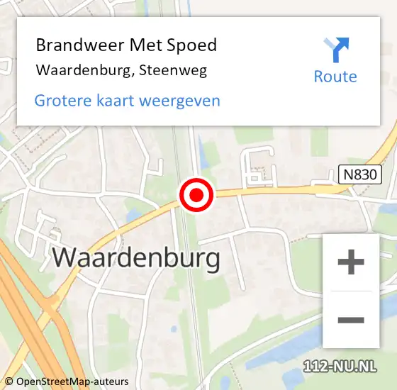 Locatie op kaart van de 112 melding: Brandweer Met Spoed Naar Waardenburg, Steenweg op 4 juni 2019 22:16