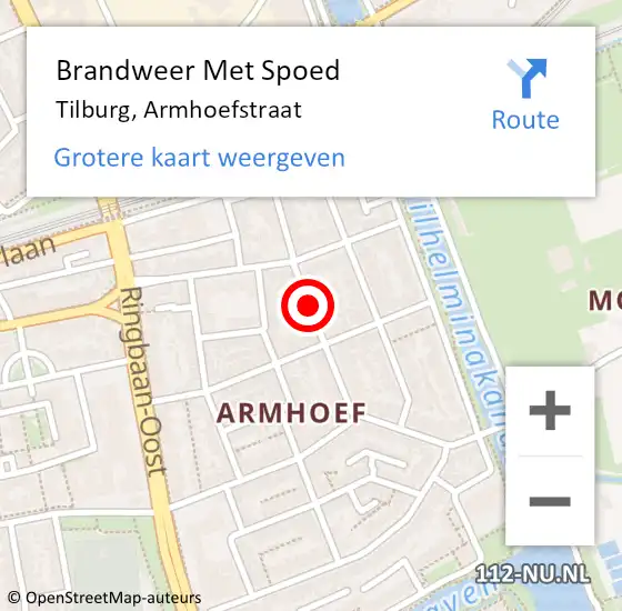 Locatie op kaart van de 112 melding: Brandweer Met Spoed Naar Tilburg, Armhoefstraat op 4 juni 2019 22:20