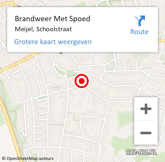 Locatie op kaart van de 112 melding: Brandweer Met Spoed Naar Meijel, Schoolstraat op 4 juni 2019 22:21