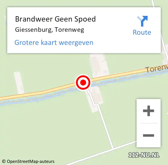 Locatie op kaart van de 112 melding: Brandweer Geen Spoed Naar Giessenburg, Torenweg op 4 juni 2019 22:41