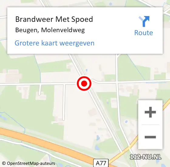 Locatie op kaart van de 112 melding: Brandweer Met Spoed Naar Beugen, Molenveldweg op 4 juni 2019 22:48