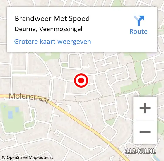 Locatie op kaart van de 112 melding: Brandweer Met Spoed Naar Deurne, Veenmossingel op 4 juni 2019 22:50