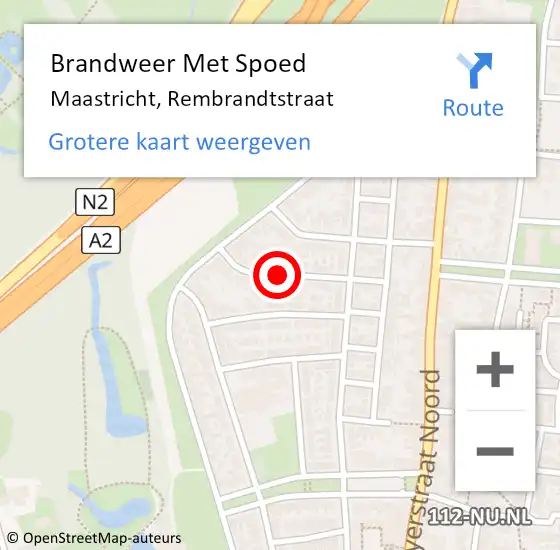 Locatie op kaart van de 112 melding: Brandweer Met Spoed Naar Maastricht, Rembrandtstraat op 4 juni 2019 22:56