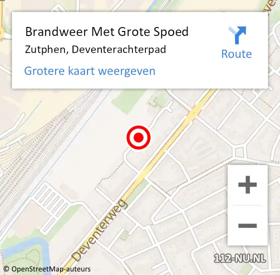 Locatie op kaart van de 112 melding: Brandweer Met Grote Spoed Naar Zutphen, Deventerachterpad op 4 juni 2019 23:03