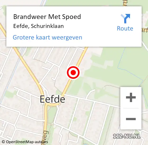 Locatie op kaart van de 112 melding: Brandweer Met Spoed Naar Eefde, Schurinklaan op 4 juni 2019 23:03