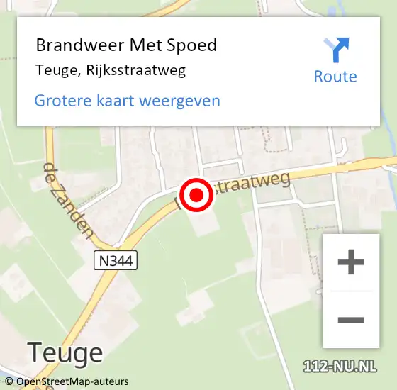 Locatie op kaart van de 112 melding: Brandweer Met Spoed Naar Teuge, Rijksstraatweg op 4 juni 2019 23:03