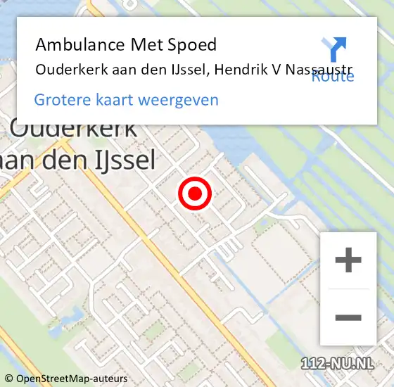 Locatie op kaart van de 112 melding: Ambulance Met Spoed Naar Ouderkerk aan den IJssel, Hendrik V Nassaustr op 3 april 2014 11:31