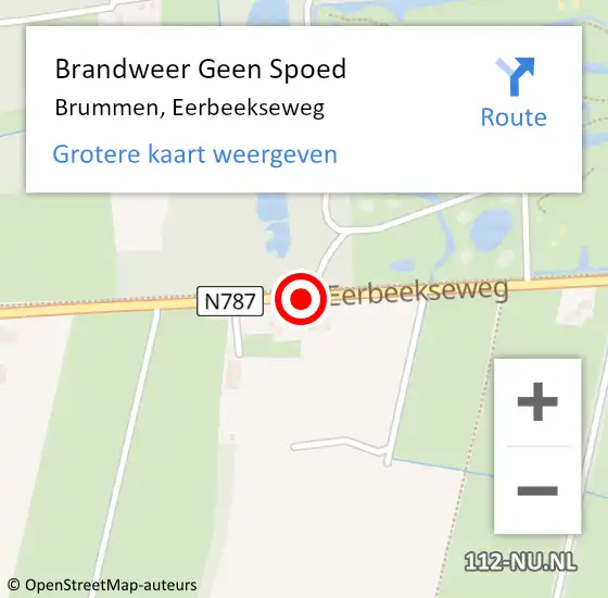 Locatie op kaart van de 112 melding: Brandweer Geen Spoed Naar Brummen, Eerbeekseweg op 4 juni 2019 23:10