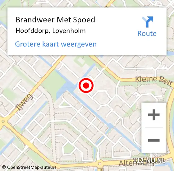 Locatie op kaart van de 112 melding: Brandweer Met Spoed Naar Hoofddorp, Lovenholm op 4 juni 2019 23:11