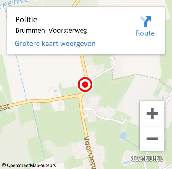 Locatie op kaart van de 112 melding: Politie Brummen, Voorsterweg op 4 juni 2019 23:16