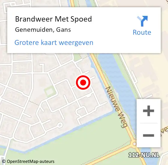 Locatie op kaart van de 112 melding: Brandweer Met Spoed Naar Genemuiden, Gans op 4 juni 2019 23:20