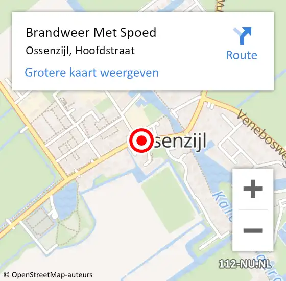 Locatie op kaart van de 112 melding: Brandweer Met Spoed Naar Ossenzijl, Hoofdstraat op 4 juni 2019 23:28