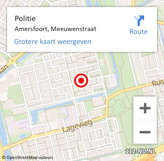 Locatie op kaart van de 112 melding: Politie Amersfoort, Meeuwenstraat op 4 juni 2019 23:32