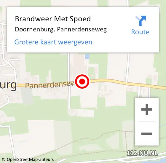 Locatie op kaart van de 112 melding: Brandweer Met Spoed Naar Doornenburg, Pannerdenseweg op 4 juni 2019 23:32