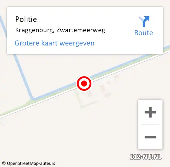 Locatie op kaart van de 112 melding: Politie Kraggenburg, Zwartemeerweg op 4 juni 2019 23:38