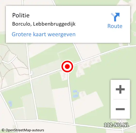 Locatie op kaart van de 112 melding: Politie Borculo, Lebbenbruggedijk op 4 juni 2019 23:41