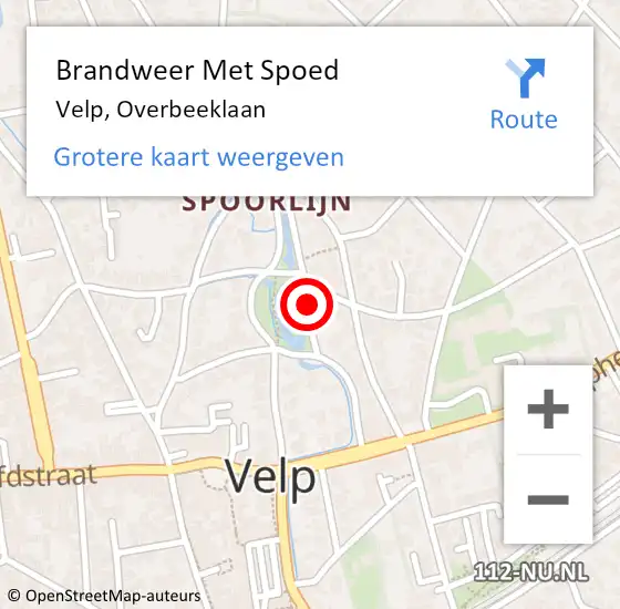 Locatie op kaart van de 112 melding: Brandweer Met Spoed Naar Velp, Overbeeklaan op 4 juni 2019 23:47