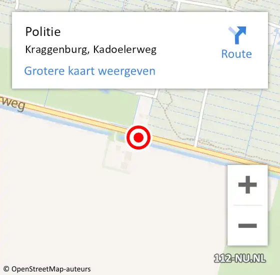 Locatie op kaart van de 112 melding: Politie Kraggenburg, Kadoelerweg op 4 juni 2019 23:55