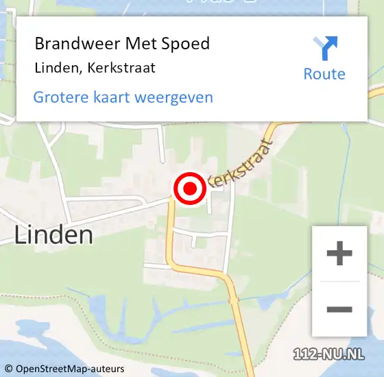 Locatie op kaart van de 112 melding: Brandweer Met Spoed Naar Linden, Kerkstraat op 4 juni 2019 23:55