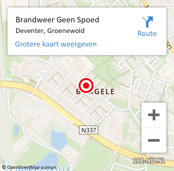 Locatie op kaart van de 112 melding: Brandweer Geen Spoed Naar Deventer, Groenewold op 4 juni 2019 23:57
