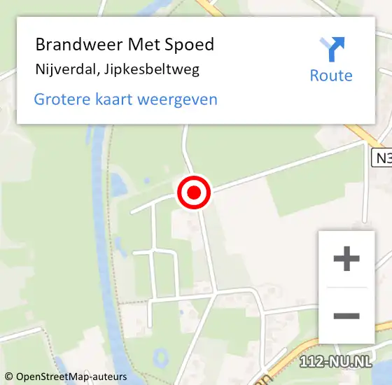 Locatie op kaart van de 112 melding: Brandweer Met Spoed Naar Nijverdal, Jipkesbeltweg op 5 juni 2019 00:01