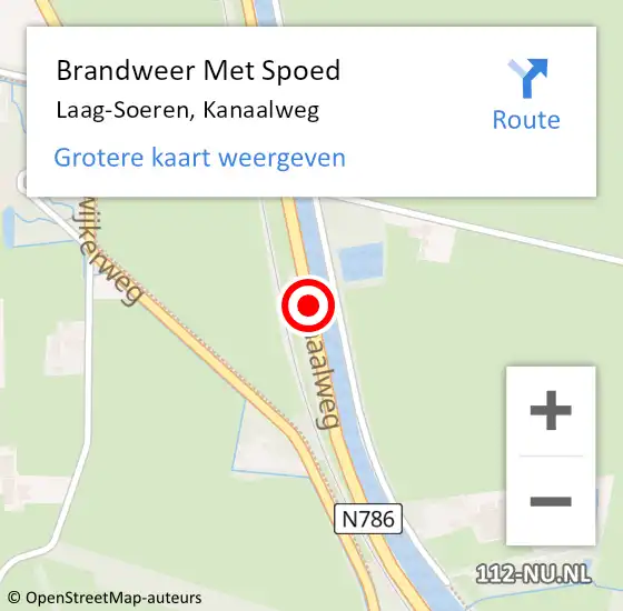 Locatie op kaart van de 112 melding: Brandweer Met Spoed Naar Laag-Soeren, Kanaalweg op 5 juni 2019 00:03