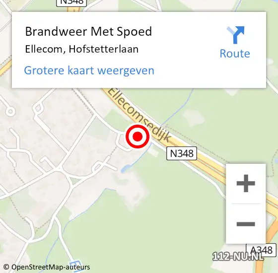 Locatie op kaart van de 112 melding: Brandweer Met Spoed Naar Ellecom, Hofstetterlaan op 5 juni 2019 00:04