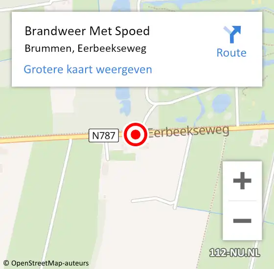 Locatie op kaart van de 112 melding: Brandweer Met Spoed Naar Brummen, Eerbeekseweg op 5 juni 2019 00:11