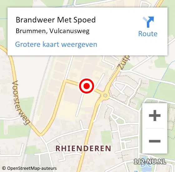 Locatie op kaart van de 112 melding: Brandweer Met Spoed Naar Brummen, Vulcanusweg op 5 juni 2019 00:14