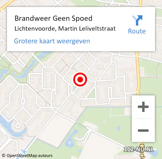 Locatie op kaart van de 112 melding: Brandweer Geen Spoed Naar Lichtenvoorde, Martin Leliveltstraat op 5 juni 2019 00:19