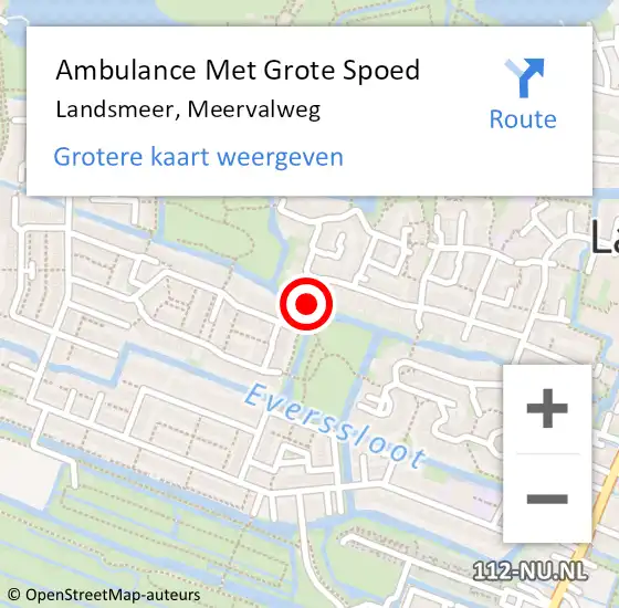 Locatie op kaart van de 112 melding: Ambulance Met Grote Spoed Naar Landsmeer, Meervalweg op 5 juni 2019 00:26