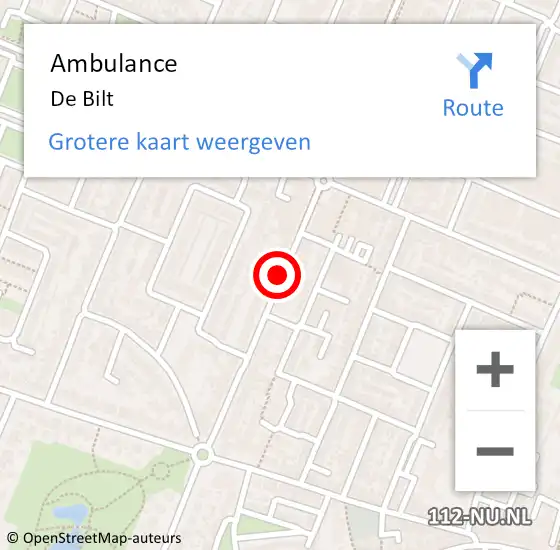 Locatie op kaart van de 112 melding: Ambulance De Bilt op 5 juni 2019 00:38