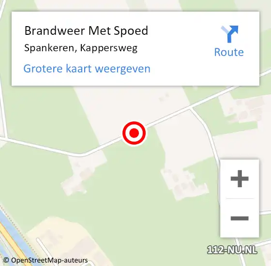 Locatie op kaart van de 112 melding: Brandweer Met Spoed Naar Spankeren, Kappersweg op 5 juni 2019 00:43