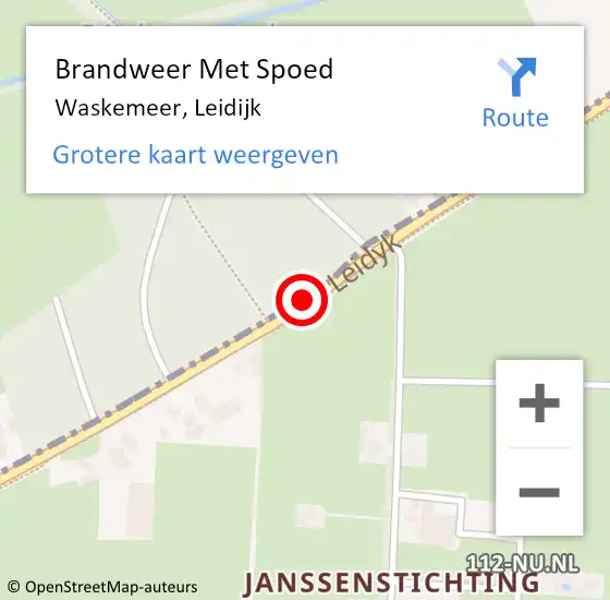 Locatie op kaart van de 112 melding: Brandweer Met Spoed Naar Waskemeer, Leidijk op 5 juni 2019 01:02