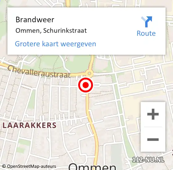 Locatie op kaart van de 112 melding: Brandweer Ommen, Schurinkstraat op 5 juni 2019 01:08