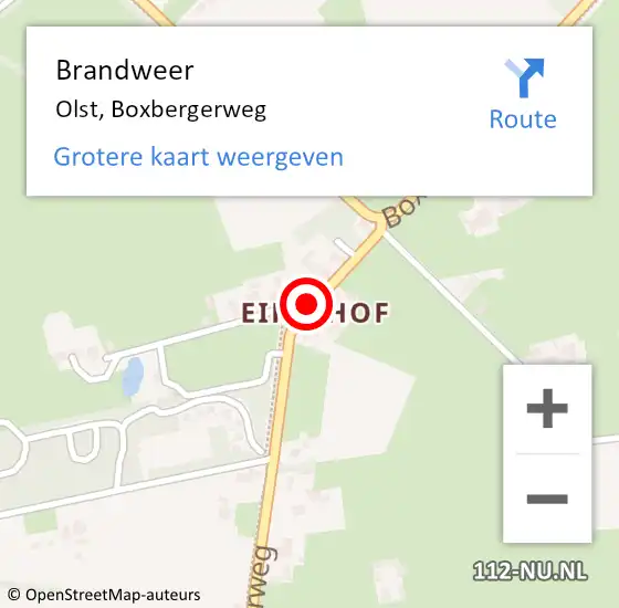 Locatie op kaart van de 112 melding: Brandweer Olst, Boxbergerweg op 5 juni 2019 01:13