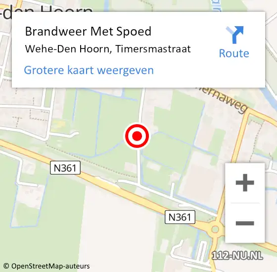 Locatie op kaart van de 112 melding: Brandweer Met Spoed Naar Wehe-Den Hoorn, Timersmastraat op 5 juni 2019 01:14
