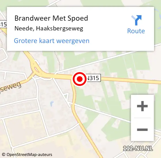 Locatie op kaart van de 112 melding: Brandweer Met Spoed Naar Neede, Haaksbergseweg op 5 juni 2019 01:16