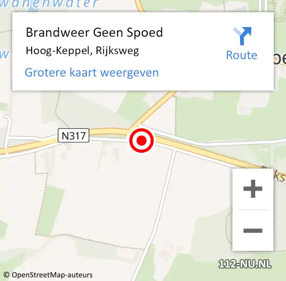 Locatie op kaart van de 112 melding: Brandweer Geen Spoed Naar Hoog-Keppel, Rijksweg op 5 juni 2019 01:27